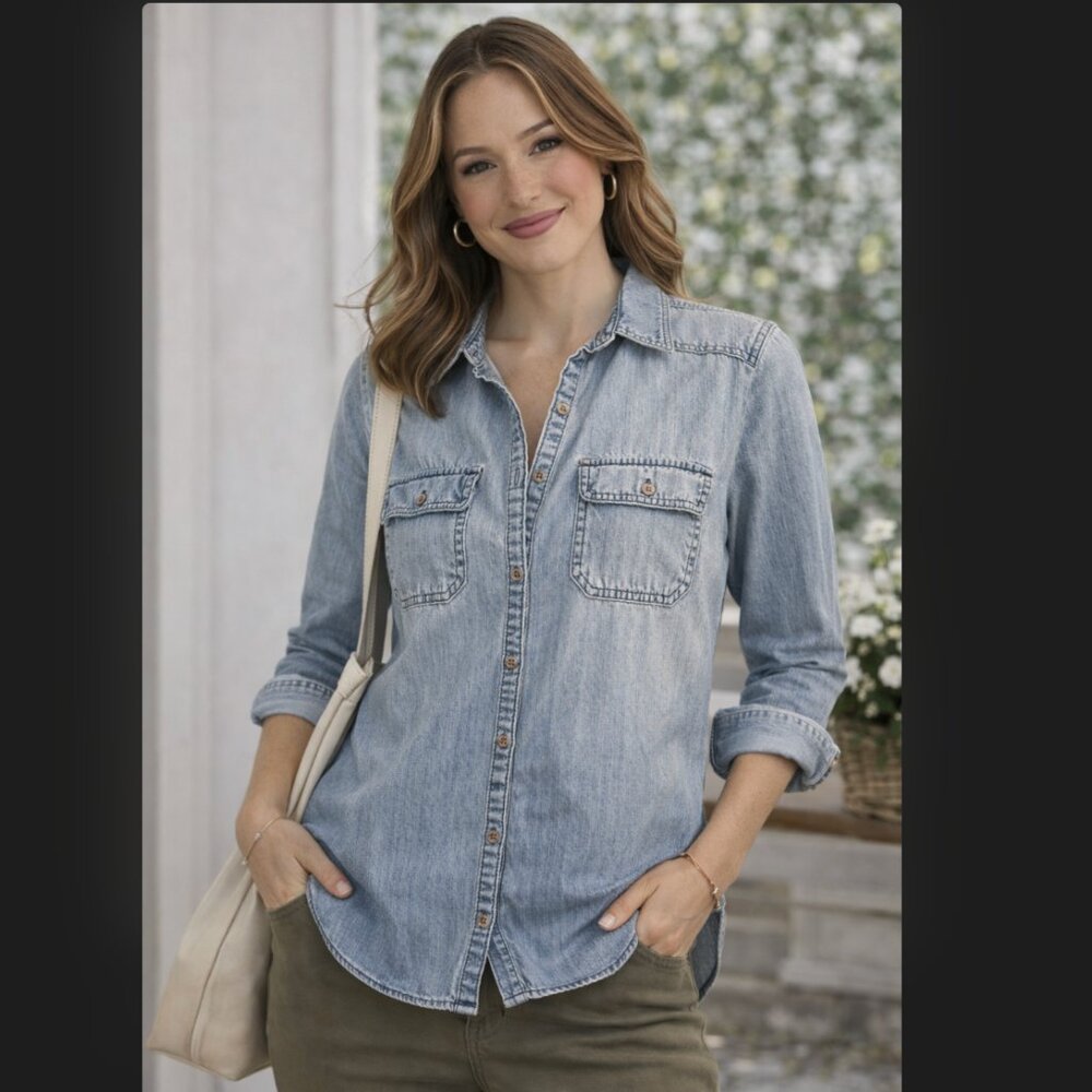 Rubbish Nordstrom Classic Faded Denim Button Up Long Sleeve Small